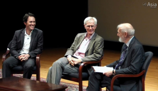 L to R: John Delury, Orville Schell, and Jonathan Spence at Asia Society New York on July 16, 2013. 