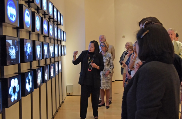 Asia Society Museum's Modern and Contemporary Art Curator Michelle Yun leads a special members-only tour of 'After Darkness: Southeast Asian Art in the Wake of History' at Asia Society New York on September 12, 2017. (Elsa Ruiz/Asia Society)