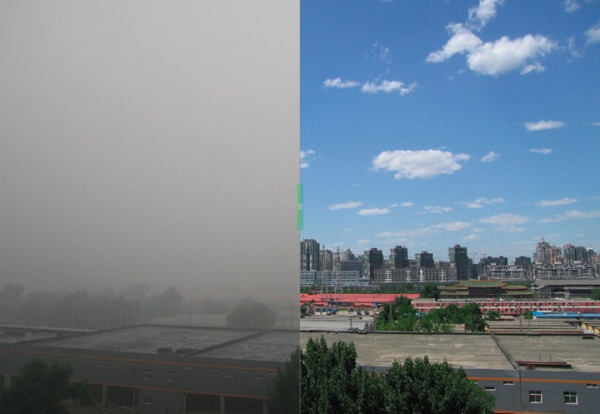 Beijing's skies on June 19 and June 22, 2009. (Beijing Air)