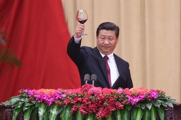 Chinese President Xi Jinping gives a toast during the National Day reception marking the 65th anniversary of the founding of the PRC at the Great Hall Of The People in Beijing on Sept. 30, 2014. (Feng Li/Getty Images)