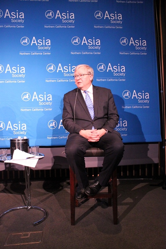 The Honorable Kevin Rudd addresses one of Wilcox's questions. (Asia Society)