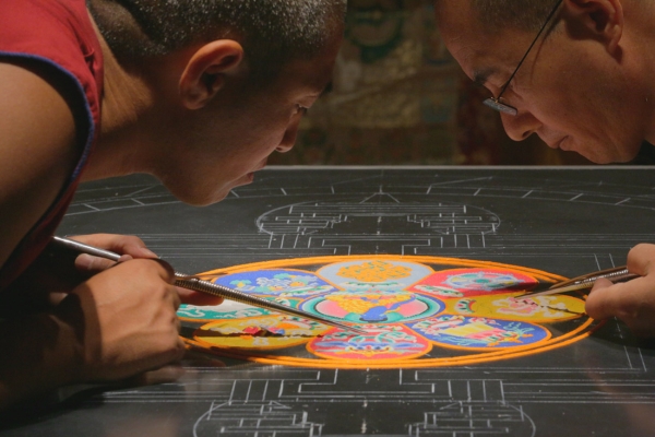 August 20 - Tibetan monks constructing a sand mandala in the gallery (Joel Luks)
