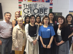 Yangzhou University students from China are with their teacher, Dong 老师, instructor Liza Scales from Kennesaw State University, GLOBE Language coordinator, Sandra Daniel, and GLOBE Admissions Coordinator, Susan Mellage