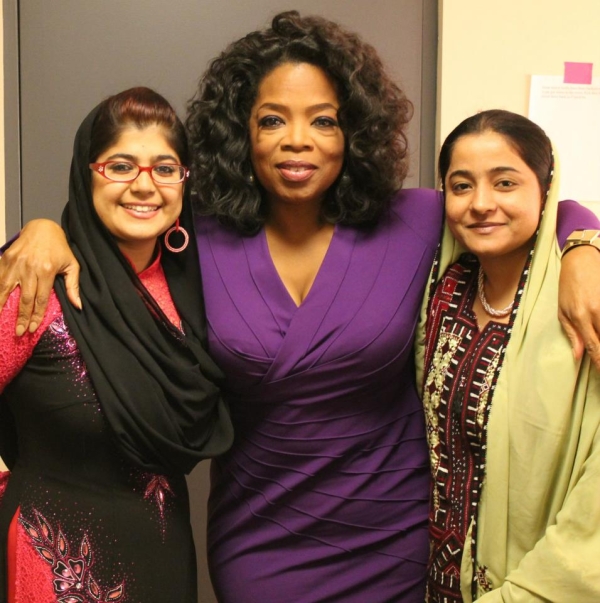 Khalida Brohi (left), Oprah Winfrey, and Humaira Bachal (right) 
Photo credits: Dream Foundation Trust
