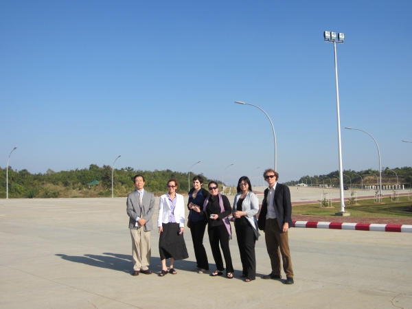 Asia Society delegation in front of 20-lane highway in Naypyidaw.
