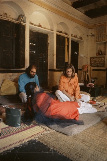 BENARES, INDIA - FEBRUARY 1963:  Beat poet Allen Ginsberg with Peter Orlovsky and friend in Benares, on the bank of the Ganges River. Ginsberg explored Eastern philosophies with Peter Orlovsky and other founders of the Beat movement during his March &apos;62 - May &apos;63 stay. (Pete Turner/Getty Images)