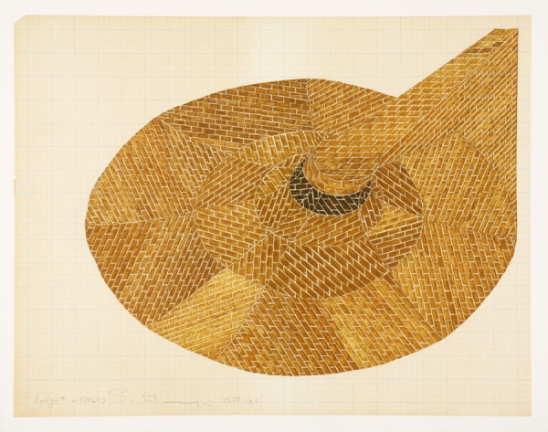 Siah Armajani. Ledge (1), 1970. Felt pen on graph paper. Unframed: 17 5/8 x 22 1/4 in. Collection of Beam Contemporary Art, New York and London, courtesy of the artist.