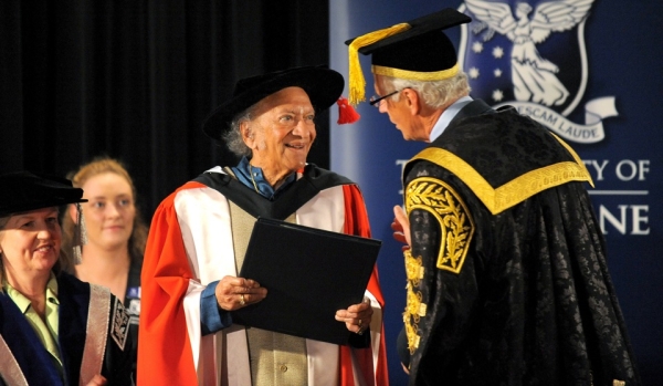 March 2010: The recipient of honorary degrees from universities around the world, Shankar here accepts the University of Melbourne&apos;s highest honor, the degree of Doctor of Laws, from the university&apos;s Chancellor at a special ceremony in Melbourne, Australia. (William West/AFP/Getty Images)