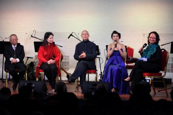 Panel discussion with Dr. John C. C. Chan, Wah Yan alumni and former Chairman of Hong Kong Jockey Club; Lady Ivy Wu, Non-Executive Director of Hopewell Holdings Limited and Asia Society Hong Kong Center Advisory Council Member, Li Pui-yan, Cantonese opera performer; Law Kar-ying, Cantonese opera maestro, and Joanna Lee, Musicologist about Cantonese opera on February 11, 2012. 