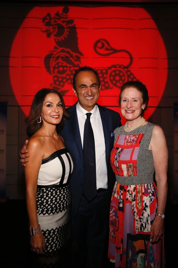 From left, Educational and Philanthropic Visionary's David Nazarian and Angella Nazarian pose with Henrietta H. Fore, Global Co-Chair, Asia Society during the Asia Society Southern California 2017 Annual Gala at the Skirball Cultural Center on May 7, 2017, in Los Angeles, California. (Photo by Ryan Miller/Capture Imaging)