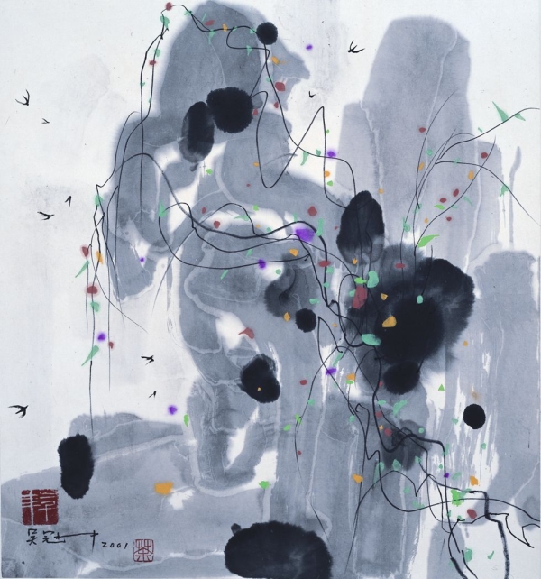 "Attachment," 2001, Ink and color on rice paper, H. 18.9 x W. 17.7 (48 x 45 cm), Shanghai Art Museum