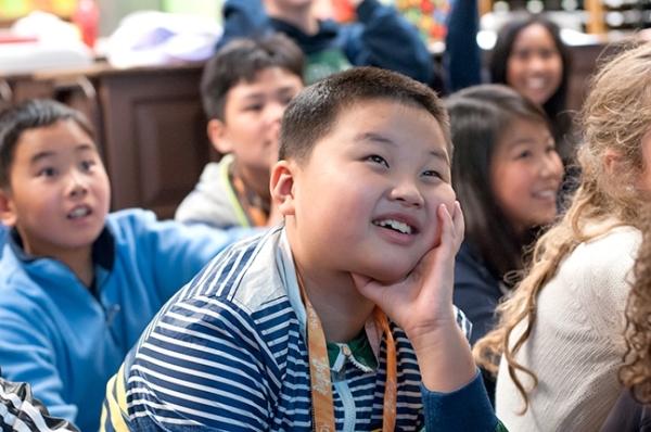 Chinese students from Renmin Primary School in Chongqing, visiting Beacon Hill International School, enjoy classes with Seattle Mandarin Immersion students. 