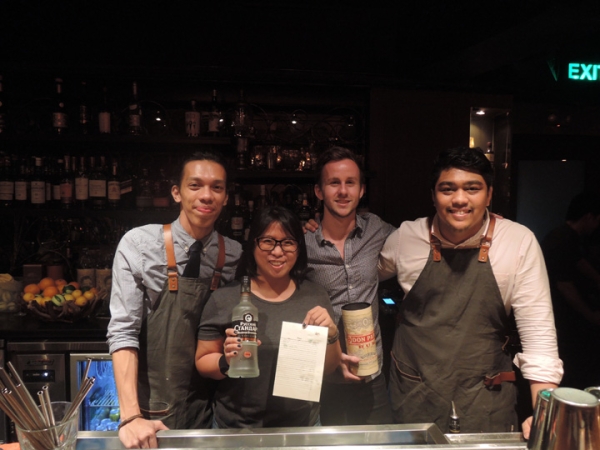 Winners of the signature cocktail making contest with their loot - Don Papa Rum and Russian Standard Vodka from Boozeonline