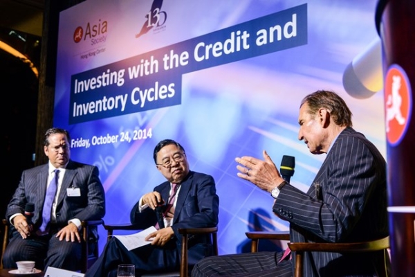 L to R: Mr. Lewis Johnson, Mr. Ronnie C. Chan (moderator), and Mr. Kiril Sokoloff at the evening discussion at Asia Society Hong Kong Center.