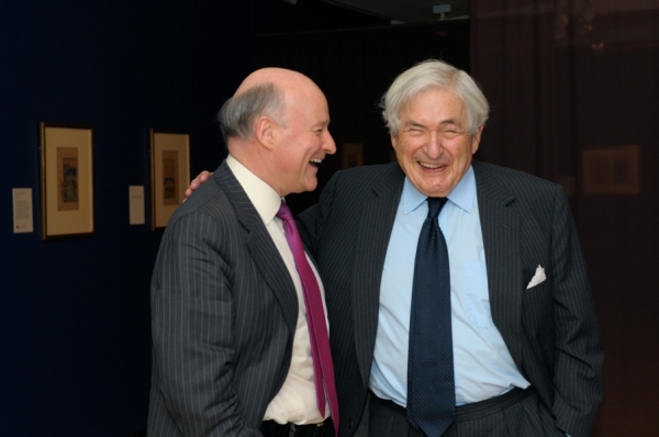 Chief Executive Officer of HSBC North America Holdings Inc. Niall Booker (L) with Asia Society trustee and former President of the World Bank James Wolfensohn (R). (Elsa Ruiz/Asia Society)