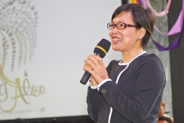 Florence Hui, Under Secretary for Home Affairs of the Hong Kong SAR Government, at the "Finding Alice" Children's Concert on July 27, 2014. (Asia Society Hong Kong Center)