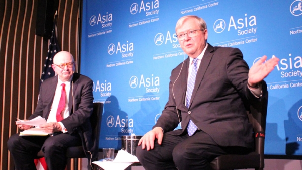 The Honorable Kevin Rudd answers a question from the audience. (Asia Society)