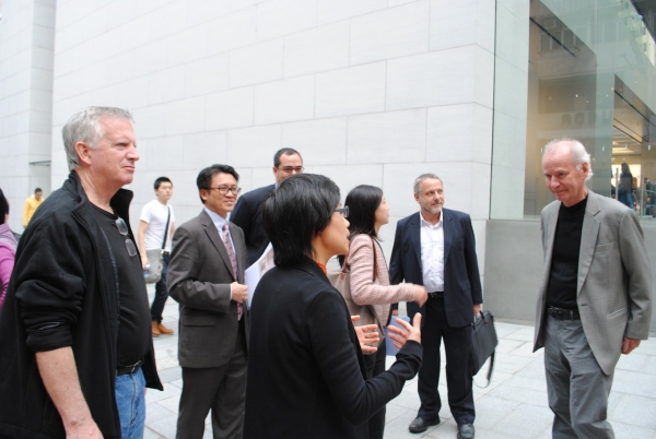 Florence Chan (center), Senior Associate Principal at KPF, leads a tour of the LEED platinum building. (Credit: Asia Society)