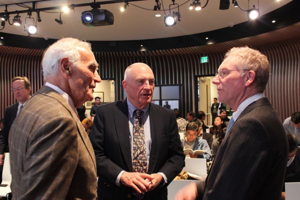(from left to right) William H. Draper III, Jack Wadsworth, Dr. N. Bruce Pickering