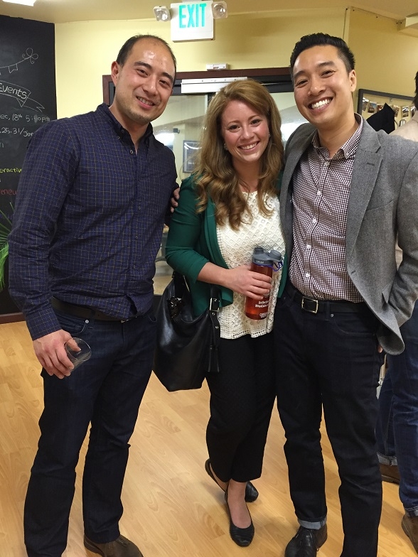 Asahi Choi, ASYPG Treasurer; Makenna Martinez, ASNC Corporate Development Officer; and John Nguyen, ASYPG Networking and Outreach Chair, pose for a photo