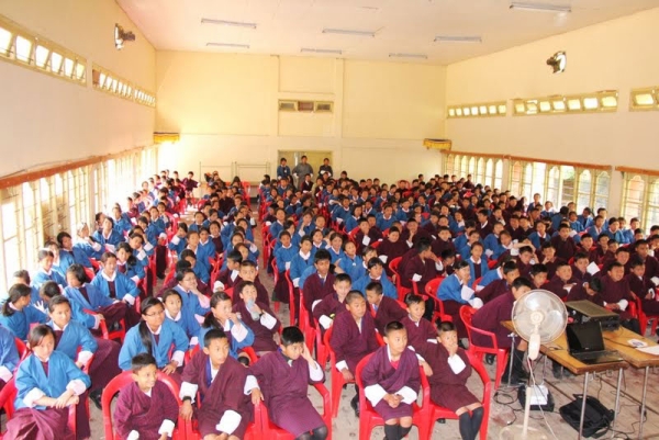 Grade 7 students of Lungtenzampa School, Thimphu learning about space from Adam Gilmore