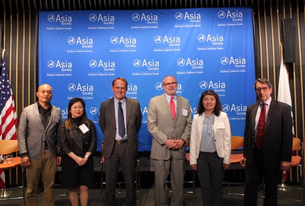 Before the panel discussion, the speakers pose for a group photo. (Asia Society)