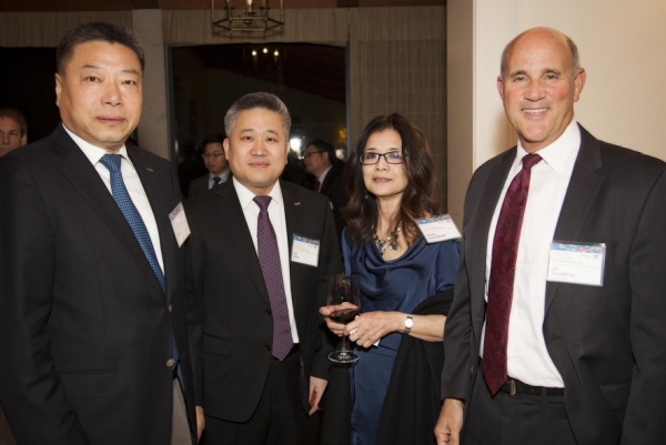 Ni Xiangyu and Wang Wei of THT with Wendy Soone-Broder of Asia Society and Jim Wunderman of Bay Area Council at "Innovation 2015." (Asia Society)