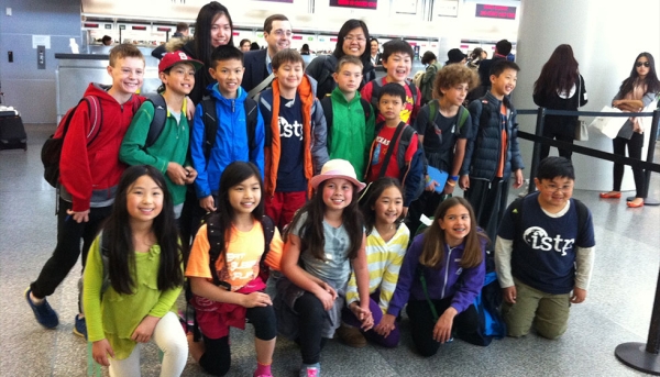 ISTP Elementary School students at the airport en route to China (International School of the Peninsula)