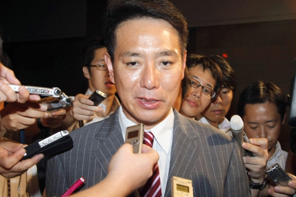 Former Japanese foreign minister Seiji Maehara declared his candidacy at the National Diet in Tokyo on Aug. 23, 2011 to replace Naoto Kan as prime minister next week. (Jiji Press/AFP/Getty Images)