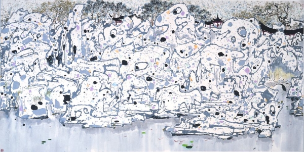 "Lion Woods," 1983, Ink and color on rice paper, H. 68 1/8 x W. 114 3/16 in (173 x 290 cm), Shanghai Art Museum