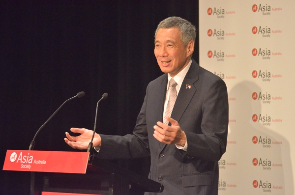 Singapore Prime Minister Lee Hsien Loong speaking in Sydney on October 12, 2012. 