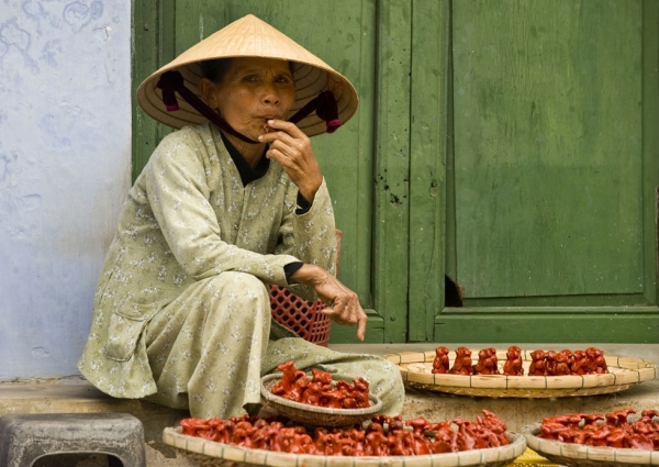 A woman sells her wares in Hoi An, Vietnam on March 15, 2009. (Nancy A Scherl)