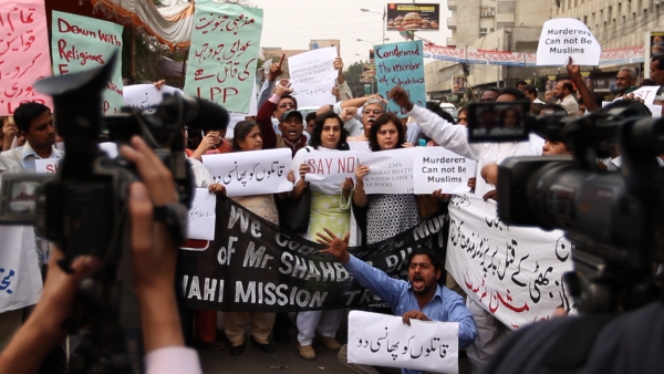 Protest in Karachi after the assassination of Federal Minister for Religious Minorities Shahbaz Bhatti, in March 2011. (Andreas Burgess)
