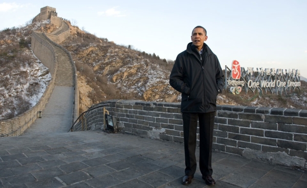 President Obama tours the Great Wall on November 18, 2009 at Badaling, northwest of Beijing.  (Saul Loeb/AFP/Getty Images)