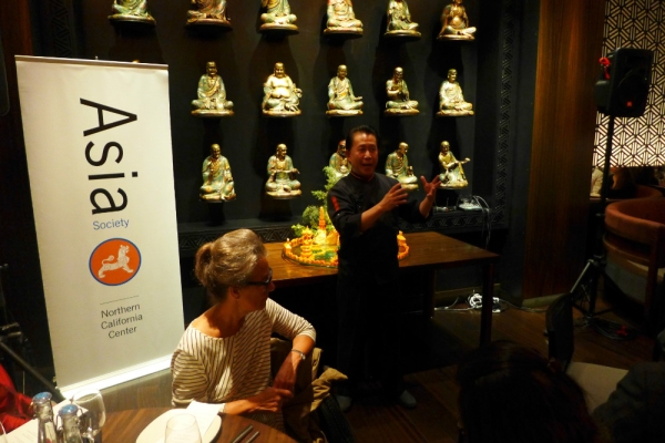 Chef Martin Yan spoke about the history and ingredients behind each course at the dinner (Asia Society)