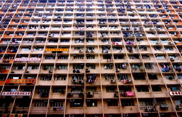 Residents are packed in this King's Road apartment complex in Hong Kong on October 25th, 2013. (Daniel Jarrett) 