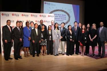 Representatives of companies receiving best employer awards. (Ellen Wallop/Asia Society)