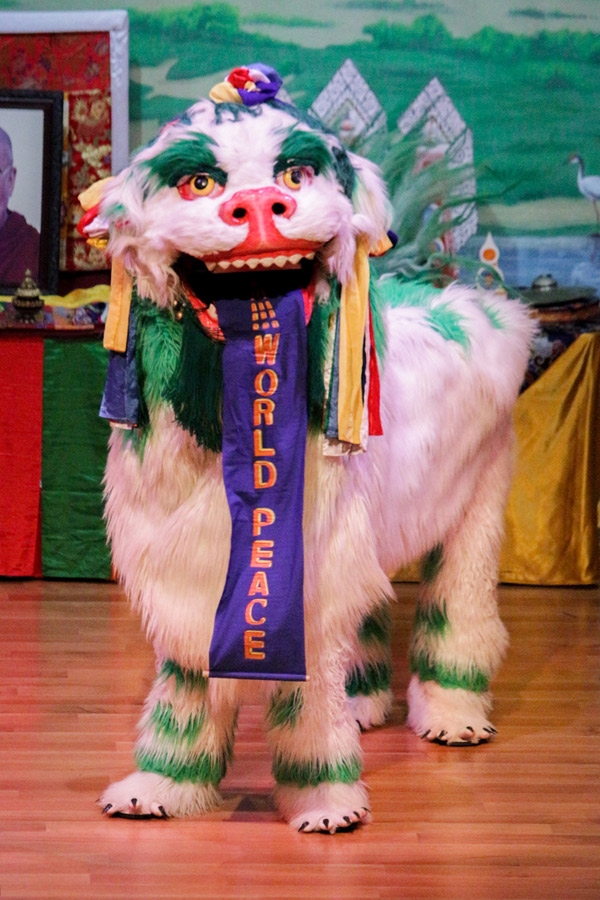 In Tibet, the snow lion symbolizes the fearless and elegant quality of the enlightened mind. The snow lion dance captures this spirit. (Nikki Tripp)

