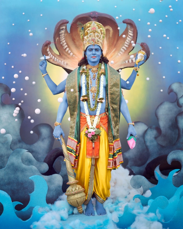 Manjari Sharma, Lord Vishnu, from the Darshan series, 2013, Chromogenic print, 60 x 48 in, Edition 1/2, Courtesy of Richard Levy Gallery and the artist.