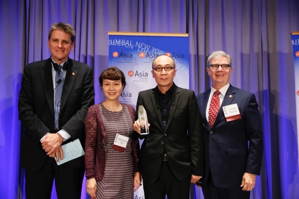 2016 U.S.-China Film Summi, Los Angeles, California - 1 Nov 2016
From left, Tom Nagorski, Executive Vice President of Asia Society, WU Manfang, Dean of Beijing Film Academy School of Management, CAO Baoping, and Thomas McLain, Chairman of Asia Society Southern California,  pose during the 2016 U.S.-China Film Summit at UCLA on Tuesday, November 1, 2016, in Los Angeles, California.