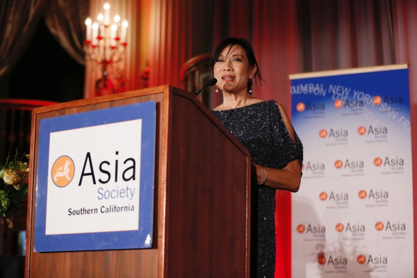 Janet Yang speaks during the 2016 U.S.-China Film Gala Dinner held at the Millennium Biltmore Hotel on Wednesday, November 2, 2016, in Los Angeles, California. 