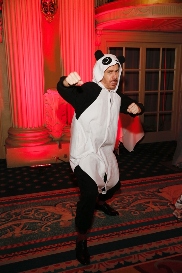 Host Jeff Locker poses in a Kung Fu Panda suit during the 2016 U.S.-China Film Gala Dinner held at the Millennium Biltmore Hotel on Wednesday, November 2, 2016, in Los Angeles, California. 