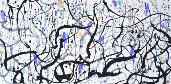 "Wisteria," 1991, Ink and color on rice paper, H. 27.6 x W. 55.1 in (70 x 140 cm), Shanghai Art Museum