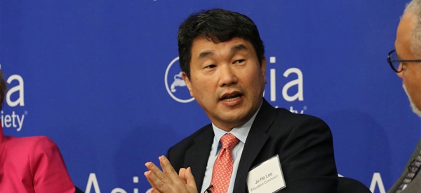 Ju-Ho Lee, Education Commissioner and former Minister of Education, Republic of Korea, speaks during the panel, "Implications for the Education Sector." (Ellen Wallop/Asia Society)