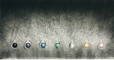 Genesis 1980s Ink and color on xuan paper 93 x 177 cm Private collection