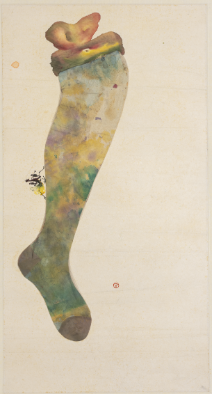 Untitled (Mantis on Ladies Stocking) 1960, Ink, color and mixed media on xuan paper, 85 x 45 cm, Collection of Studio of Gentleness and Ardour