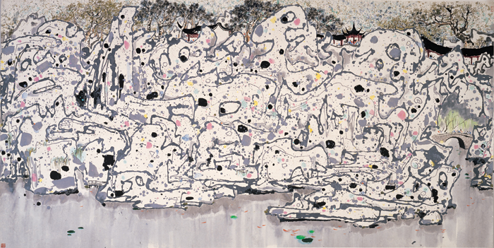 Lion Woods, 1983, ink and color on rice paper, 173 x 290 cm, Shanghai Art Museum.