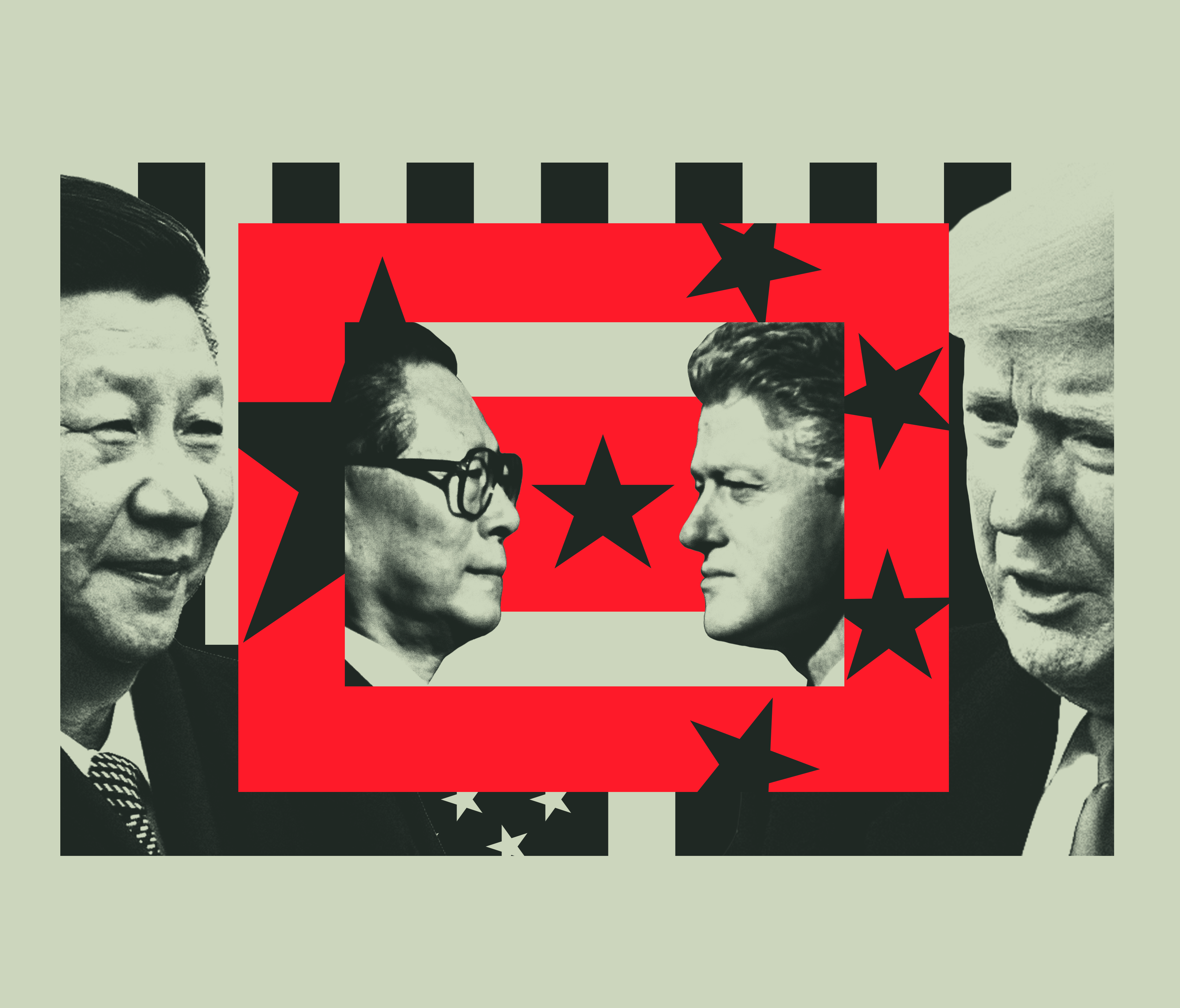 Xi Jinping, Jiang Zemin, Bill Clinton, Donald Trump