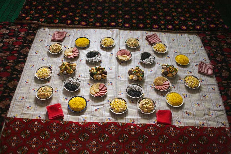 Food about to be served at a birthday party in Uzbekistan. From "Two Rivers." (Carolyn Drake)