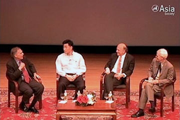 L to R: Winston Lord, Bao Pu, Adi Ignatius, and Orville Schell at the Asia Society on June 17, 2009. 